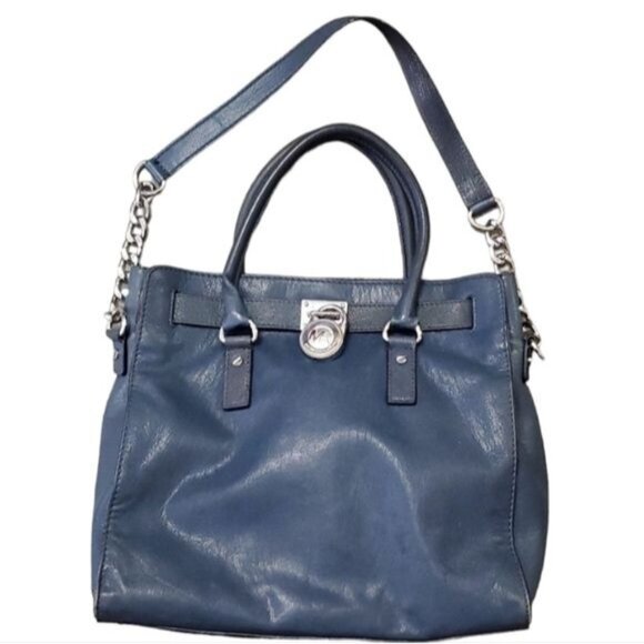 Michael Kors Bag Tote Satchel Shoulder Handbag Purse Blue Leather WOMAN'S WOMEN' - Picture 1 of 14